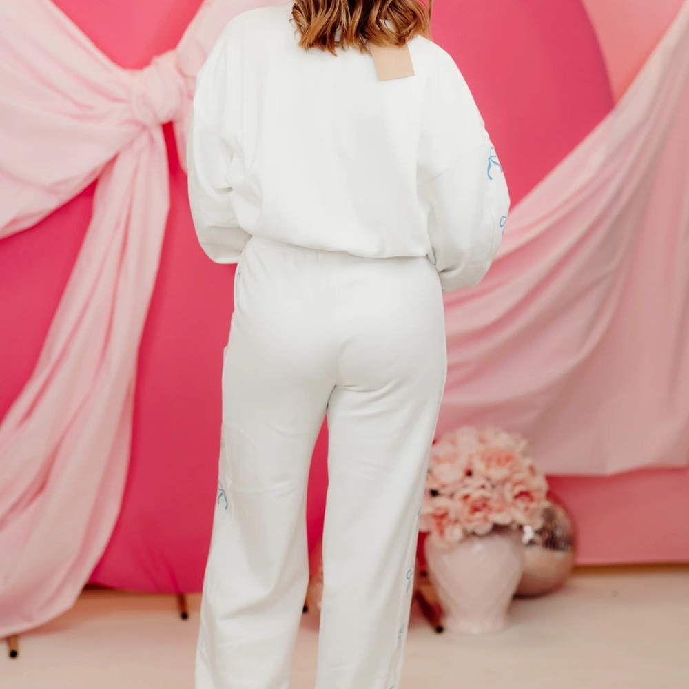 Sweatpant set with Blue Bow Accents - Picture 3 of 7